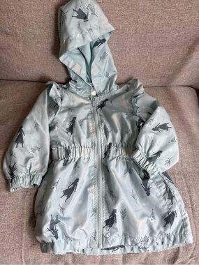 Disney Frozen Themed Light Blue Hooded Girls' Raincoat